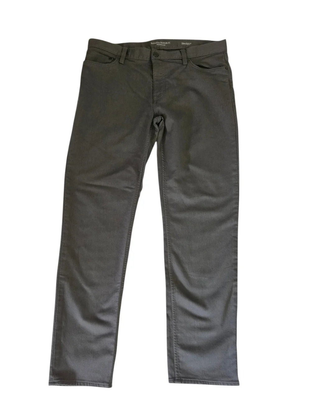 Banana Republic Slim Traveler Pants Men 36 Heathered Grey